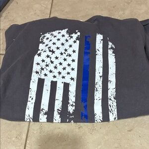 Delta Men's Short Sleeve T-Shirt Black with White and Blue Flag Graphic